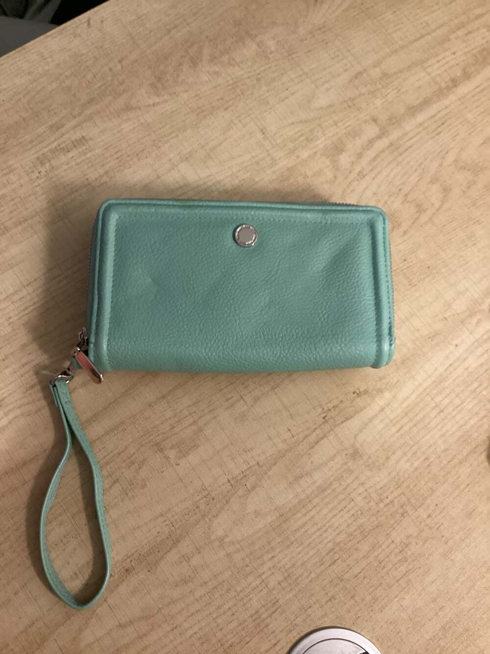 Safe Keeper Mint Green Zip Around Continental Wallet With Wristlet Strap
